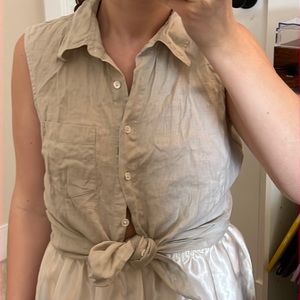 Ann Taylor 100% Linen Button Down Tank